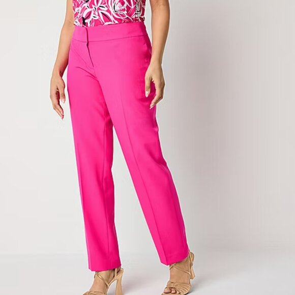 Evan Picone Pants - Black Label by Evan-Picone Pink Perfection Straight-Leg Crepe Pants Size 12 NWT